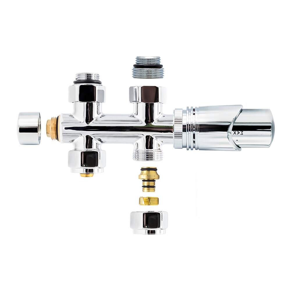 Anschlussgarnitur Mittelanschluss Multiblock Durchgang Chrom 1/2" PEX 16 x 2mm Konus M30 Image