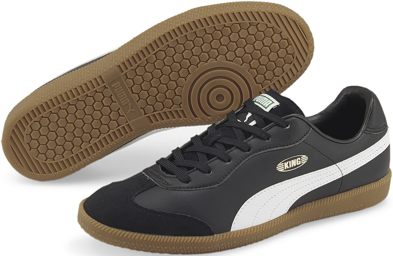 Sneaker PUMA "KING 21 IT", Damen, Gr. 45, schwarz-weiß (puma schwarz, puma weiß, gum), Synthetik, Schuhe Sneaker