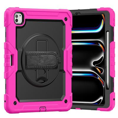 Tablet Case Cover For Apple iPad Air 11(2024) iPad Air 13(2024) iPad Pro 11(2024) iPad Pro 13(2024) Portable Handle Pencil Holder Armor PC Silicone