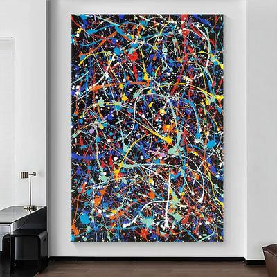 Hand Painted Jackson Pollock Autumn Rhythm Canvas Abstractionism Bright Colorful Living Room Wall Decor Ready to Hang Best Friend Art Gift