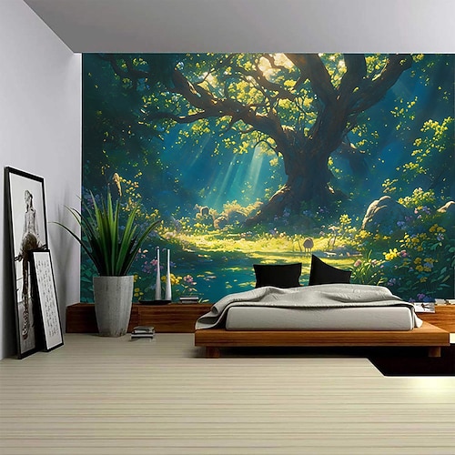 Natura casa sull'albero appeso arazzo arte della parete grande arazzo decorazione murale fotografia sfondo coperta tenda casa camera da letto soggiorno decorazione