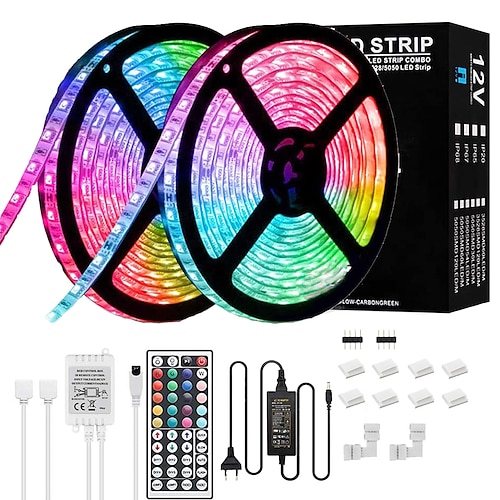 led streifen licht 10m 32.8ft rgb farbwechsel wasserdicht smd 5050 zimmer schlafzimmer home küchenschrank party dekoration 12v 6a adapter Image