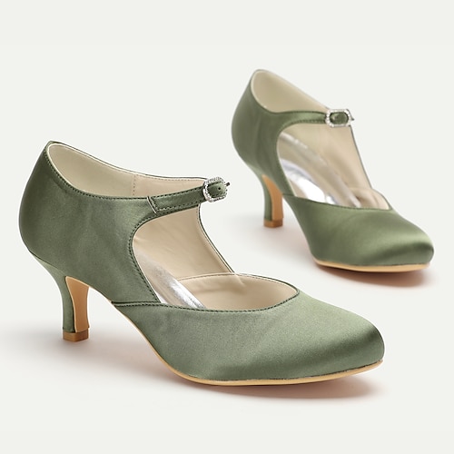 Elegante Mary-Jane-Pumps aus Satin für Damen – bequeme Halbschuhe mit verstellbarem Riemen für Hochzeiten, Partys und formelle Anlässe