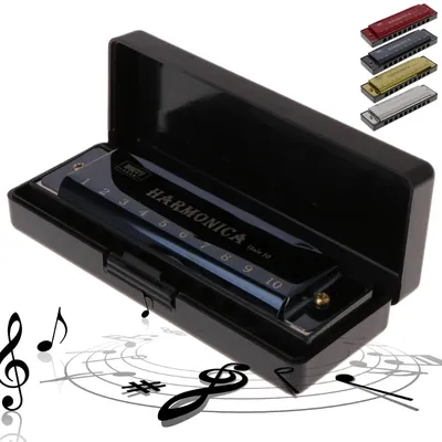 10 Holes Key Of C Blues Harmonica Musical Instrument Educational Toy With Case Drop Ship