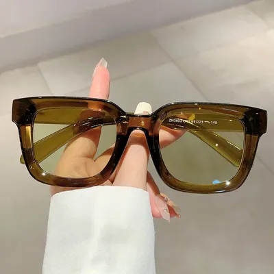 Luxury Brand Designer Classic Vintage Square Sunglasses Women For Men Olive Green Sun Glasses Trend