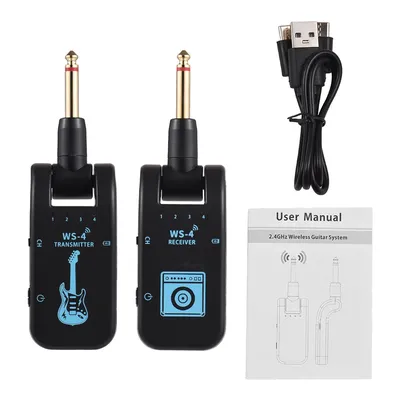 2.4G WS-4 Wireless Guitar System Guitar Transmitter Receiver Set for Electric Guitar Bass 48K/16bit