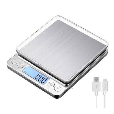 Digital Kitchen Scale 3000g/ 0.1g USB Charging with 2 Trays Home Mini Jewelry Pocket Scale with LCD