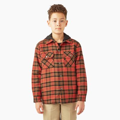 Dickies Boys' Flannel Shirt Jacket - Red Ochre Size L (A85WV)