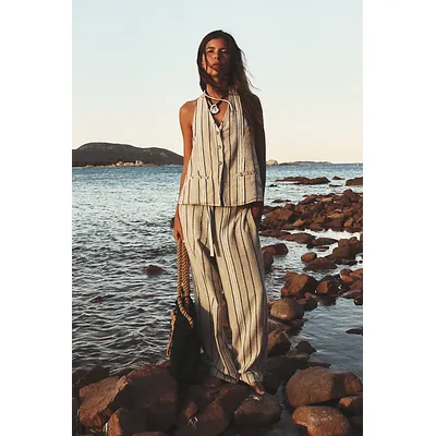 Take Me To Paris Low-Back Striped Set by free-est at Free People in Rocky Stripe, Size: XS
