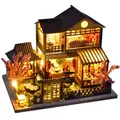 Mini casa delle bambole in legno fai da te con kit di luci per mobili Casa delle bambole Casa Accessori in miniatura Giocattoli in legno fatti a mano Regali di compleanno