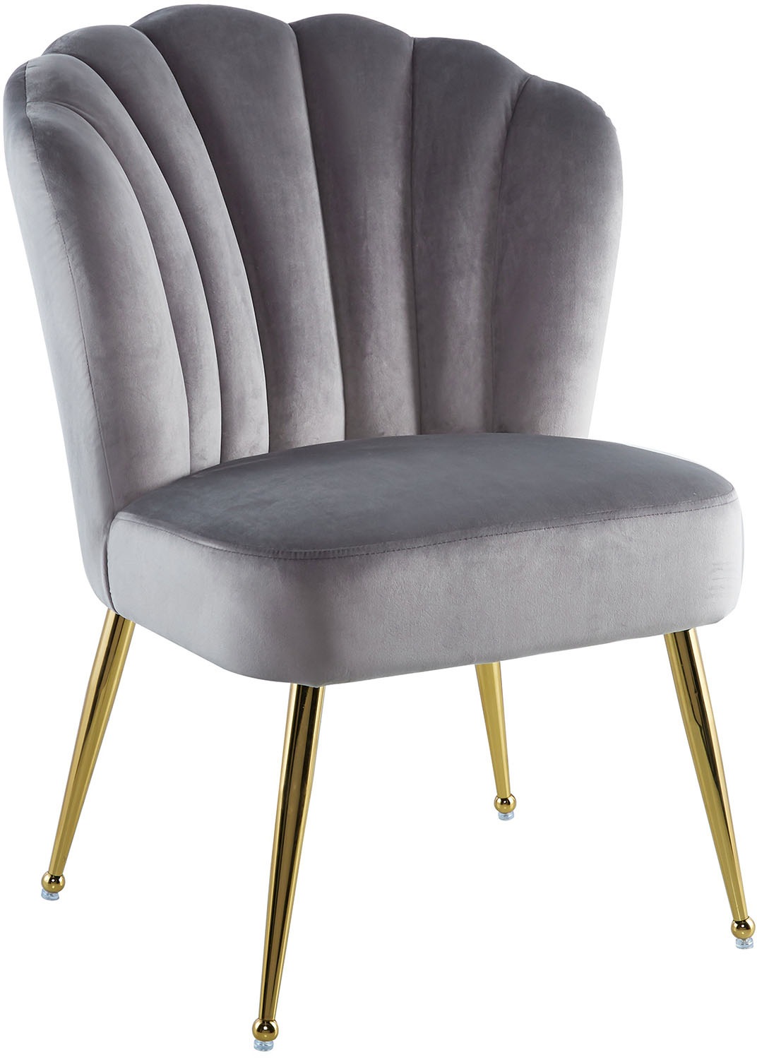 Polsterstuhl KAYOOM "Stuhl Lalie 125, Rückenlehne im Retro-Stil, ausgefallene Rückenlehne", grau, B:67cm H:87cm T:70cm, Sitzbezug:100% Polyester Gestell:100% Eisen, Stühle, Polsterstuhl, Rückenlehne in Muschel-Design, Samtbezug, goldene Metallbeine