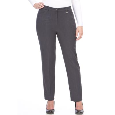 Stoffhose KJBRAND "Hose Bea in Bi-Stretch Kammgarnoptik mit Bügelfalte", Damen, Gr. 26, K-Gr, grau (anthrazit), Web, Obermaterial: 63% Polyester, 35% Viskose, 2% Elasthan, feminin, weit, unten schmal, Hosen, ideal für kräftige Oberschenkel Image