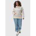 Rollkragenpullover RAGWEAR "Rylie Print Plus", Damen, Gr. 44, braun, 70% Baumwolle, 30% Polyester, modisch, gerade hüftbedeckend, hoch geschlossener Ausschnitt, Langarm eng Rippbündchen, Pullover, modischer Damen Kapuzensweater mit Kordeln