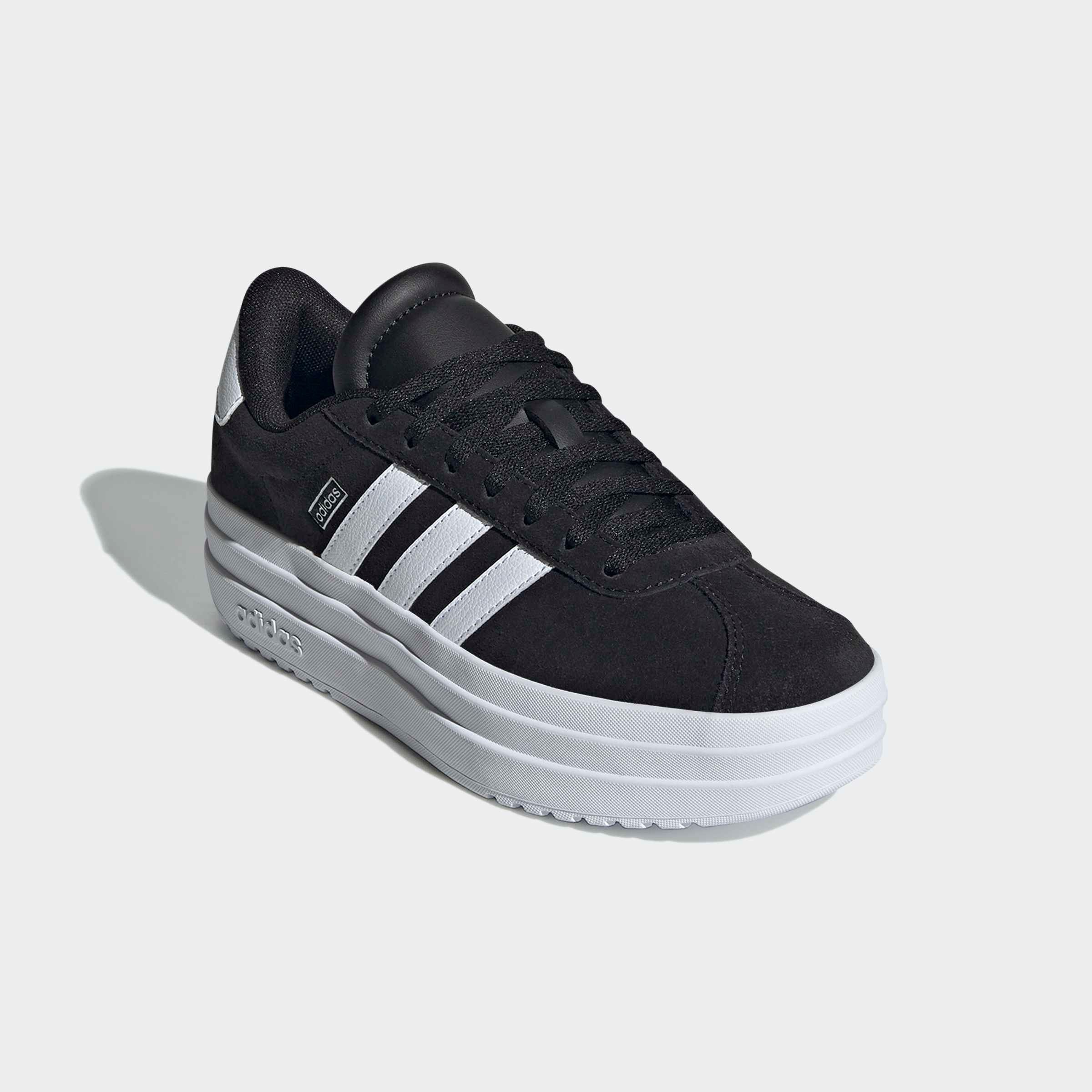 Plateausneaker ADIDAS SPORTSWEAR "VL COURT BOLD", Mädchen, Gr. 37, schwarz-weiß (core schwarz, cloud weiß, cloud weiß), Leder, Synthetik, Schuhe Plateausneaker, Design auf den Spuren des adidas Gazelle Bold, für Kinder