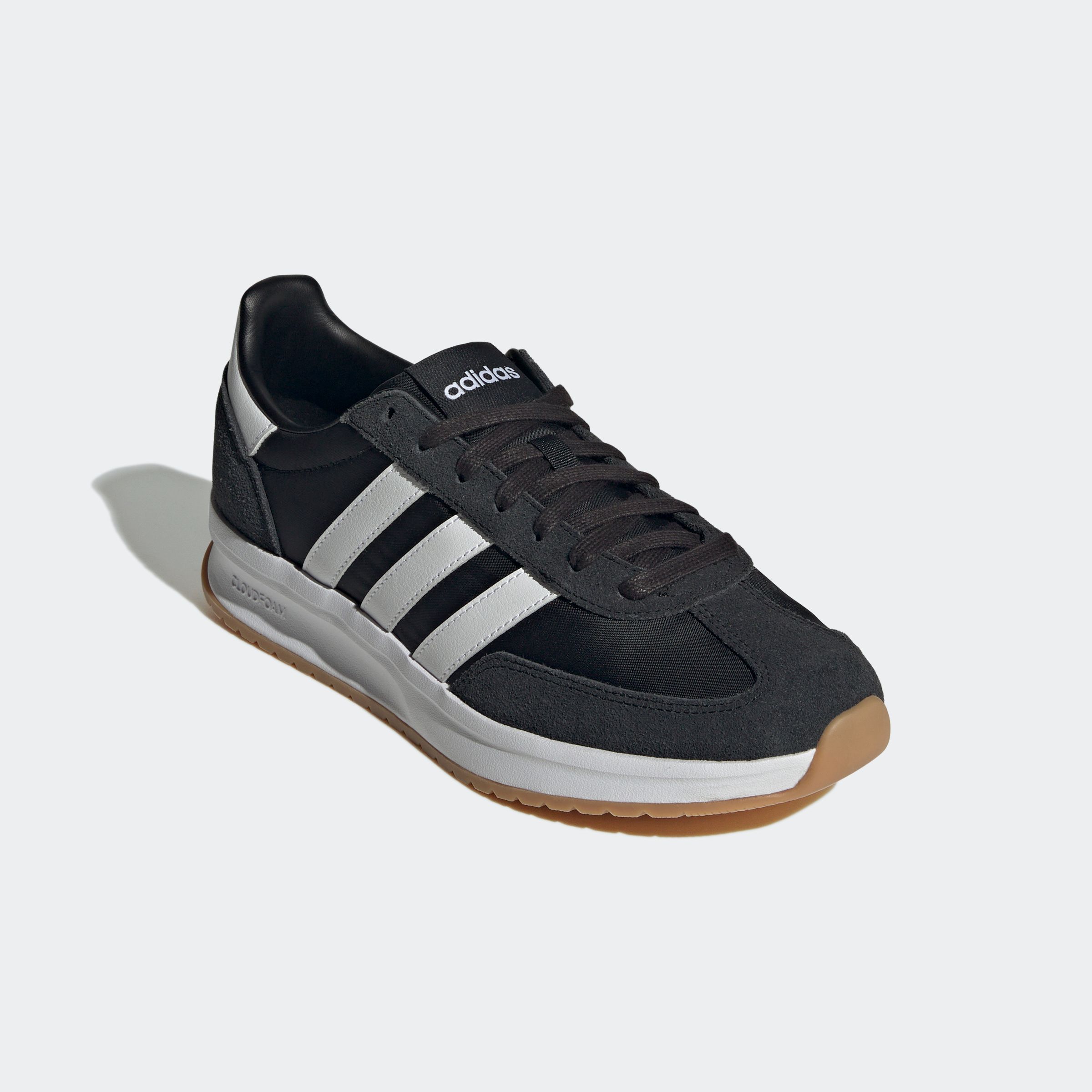 Sneaker ADIDAS SPORTSWEAR "RUN 70S 2.0", Herren, Gr. 48, schwarz-weiß (core schwarz, cloud weiß, cloud weiß), Leder, Textil, Schuhe Sneaker, inspiriert vom Design des adidas SL72