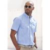 Kurzarmhemd H.I.S "Regular fit", Herren, Gr. M (39/40), N-Gr, blau (blau, weiß), Web, Obermaterial: 100% Baumwolle, gestreift, casual, regular fit, Rundhals, Kurzarm abgesteppte Kante, Hemden, Oxfordhemd kurzarm mit Button-down-Kragen aus reiner...