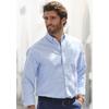 Langarmhemd H.I.S "Regular-fit", Herren, Gr. XXXL (47/48), N-Gr, blau (blau, weiß), Web, Obermaterial: 100% Baumwolle, gestreift, casual, regular fit, Rundhals, Langarm Manschette, Hemden, Oxfordhemd langarm mit Button-down-Kragen aus reiner Baumwolle
