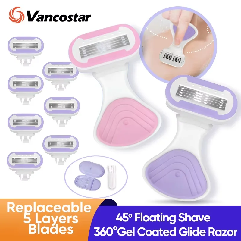 Rasierer mit 5 Klingen für empfindliche Haut austauschbare Nachfüllung, die auf rutsch festem Griff schwimmt Image