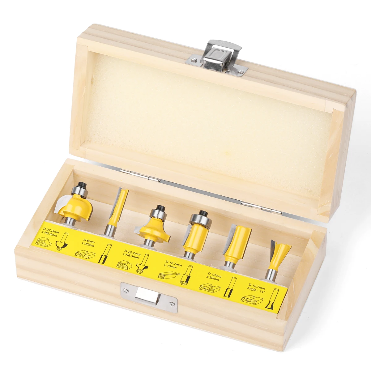 6 Stück 6mm 1/4 ''Schaft Voll zement Hartmetall Fräser Bit Werkzeugs atz, Trimm maschinen schneider, Holz bearbeitungs fräser, optionale Box Image