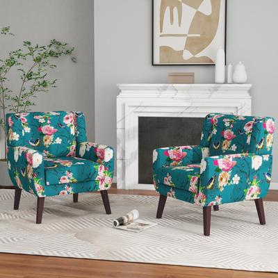 Modern Upholstered Faux Leather Tufted Armchair Linen Accent Chairs