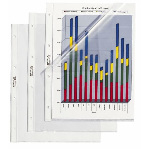 Rexel Prospekthüllen A4 PVC 100my oben und Links offen genarbt VE=100 Stück Image