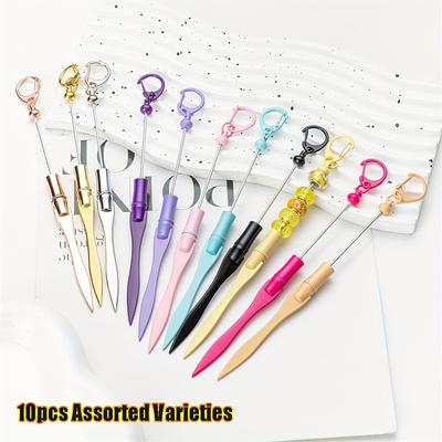 TEMU 10pcs Random Color Beaded Letter Opener Metal Beadable Letter Opener Envelope Opener Slitter For Gift Office Home Diy Supplies