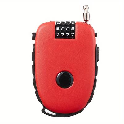 TEMU Password Helmet Password Wheel Locking Tool Coded 4 Digit Lock Telescopic Steel Cable Motorbike Bicycle Combination Padlock Anti-theft Image