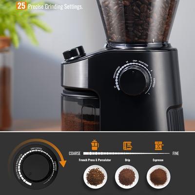 TEMU Shardor Coffee Grinder Burr Electric, Automatic Coffee Bean Grinder With Digital Timer Display, Adjustable Burr Mill With 25 Precise Grind Setting, Black