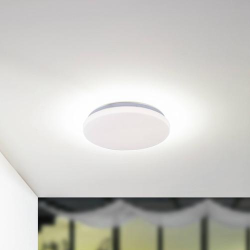 Lindby LED-Außendeckenleuchte Kirkola, 3000 K, Ø 34 cm, weiß