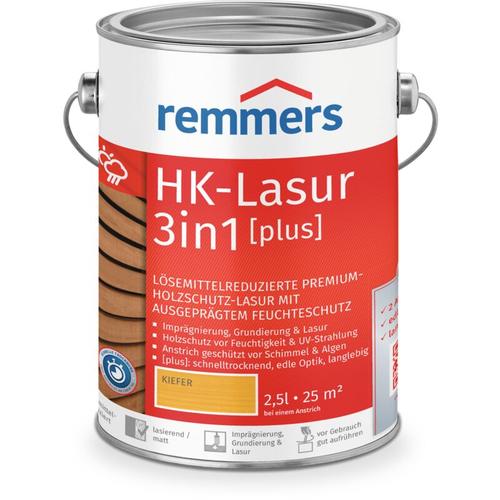 Remmers HK-Lasur 3in1 [plus] kiefer, matt, 2,5 Liter, Holzlasur, Premium Holzlasur außen, 3fach