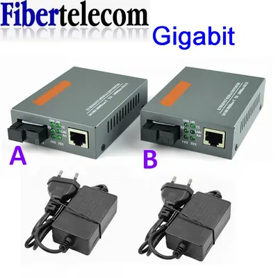 Gigabit Fiber Optical Media Converter HTB-GS-03 1000Mbps Single Fiber SC Port External Power Supply
