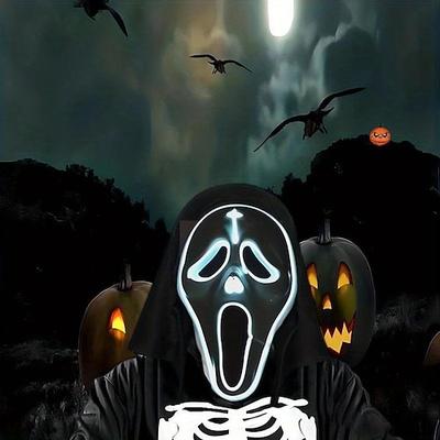 LED-Leuchtmaske, schreiend, erschreckend, Halloween-Maske, Festival, Karneval, Requisiten, flippige dekorative PVC-Maske Image