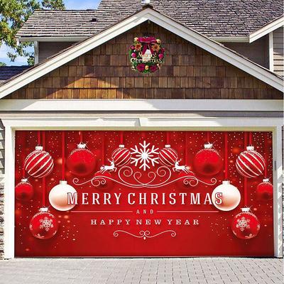 Christmas Background Cloth Outdoor Garage Door Tapestry Cloth Festive Party Decorations Comes With Hanging Cloth Large Size