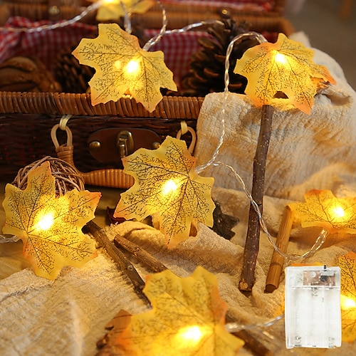 LED Lichterkette Ahornblatt LED Feen-Lichterkette 3M-20LEDs 1.5M-10LEDs Batterie- oder USB-Betrieb Herbstgirlandenlicht Party Heim Garten Feiertag Terrassendekoration Image
