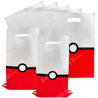 10/20/30Pcs Pokemon Party Gift Bags Pokeball Candy Packing Bag Loot Bag Kids Boys Girls Birthday