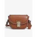 borsa a tracolla da donna - piccola borsa a tracolla con finiture in pelle vintage e chiusura con fibbia - beige e marrone, ideale per l'uso quotidiano e i viaggi