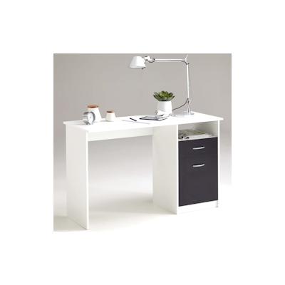 FMD Schreibtisch mit 1 Schublade 123x50x76,5 cm Weiß/Schwarz 3004-001 Image