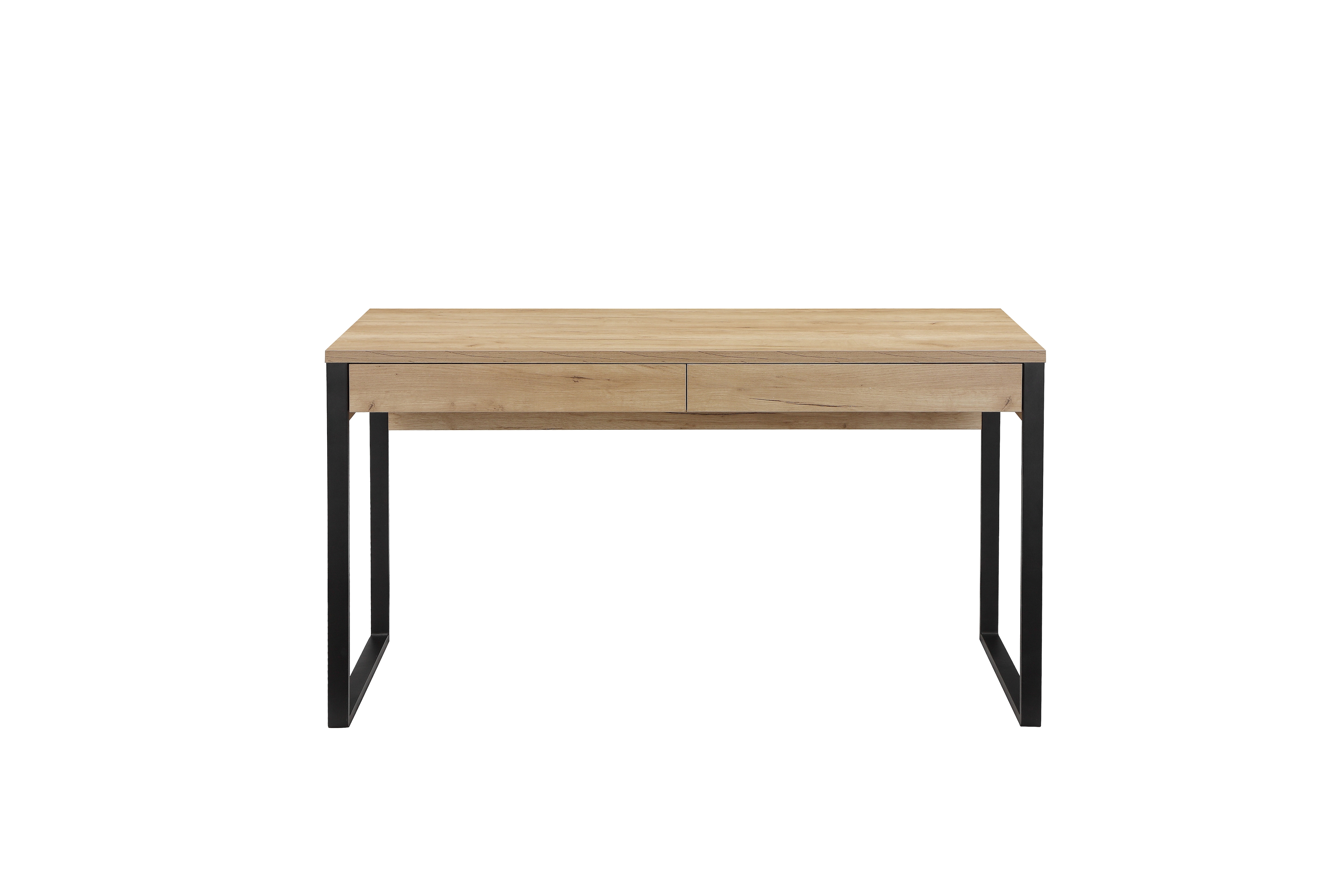 Schreibtisch OTTO HOME "Moid, Computertisch im modernen Design", schwarz (eiche natur, schwarz, schwarz, eiche natur), B:140cm H:77cm T:60cm, Tische, Schreibtisch, Breite 120/140/160 cm, mit Metallbeinen & Schublade