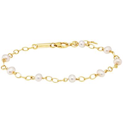 Armband JULIE JULSEN "925/- Sterling Silber vergoldet 8 Perlen 19cm lang", gold, Armbänder, Damen, 19cm, Silber 925 (Ste