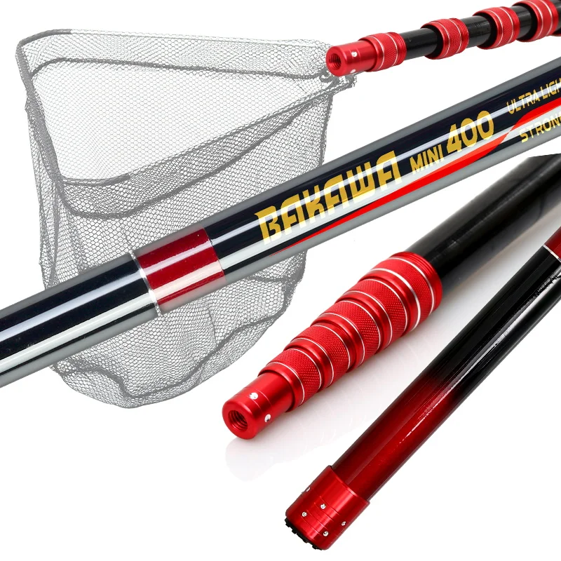 JOSBY 3M/4M/2,1M Fischernetz Teleskop Faltbare Kescher Stange Leichte Karpfen Carbon Faser falten Meer Hand Dip Net Tackle Image