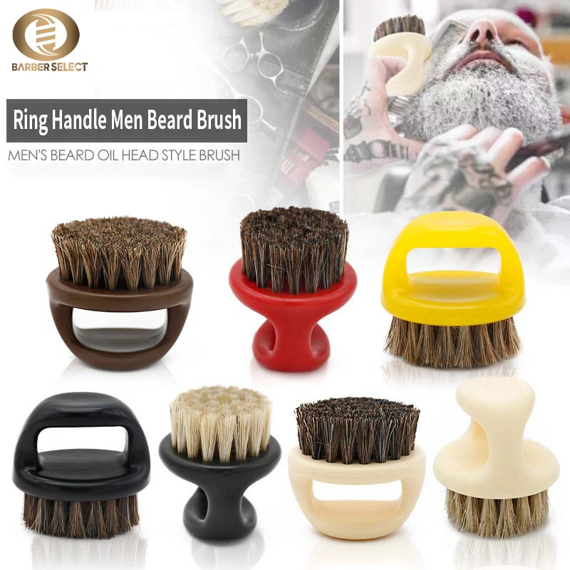 Pro Parrucchiere Spazzola per la polvere Antistatico Anello con setole di cinghiale Pettine per barba Salon Spazzole per capelli Spazzole per baffi Spazzola per baffi da barba per uomo