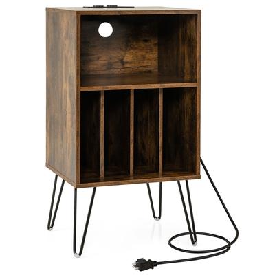 Record Player Stand with Charging Station for Living Room Bedroom - 19"L x 16"W x 35"H