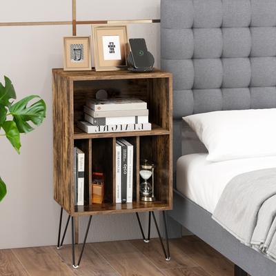 Record Player Stand with Charging Station for Living Room Bedroom - 19"L x 16"W x 35"H