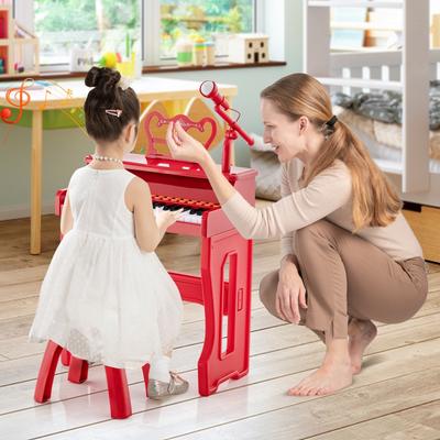 37 Keys Music Piano with Microphone Kids Piano Keyboard with Detachable Music Stand - 15.8" x 8.9" x 19.3" (L x W x H)