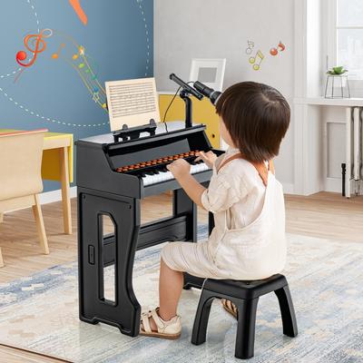 37 Keys Music Piano with Microphone Kids Piano Keyboard with Detachable Music Stand - 15.8" x 8.9" x 19.3" (L x W x H)