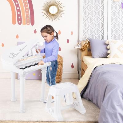 31 Keys Kids Piano Keyboard with Stool and Piano Lid - 14" x 12" x 21.5"