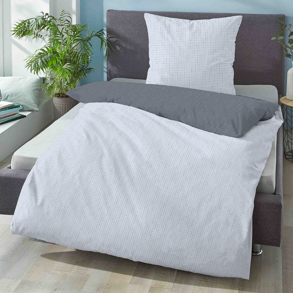 biberna Mako-Satin Bettwäsche PUNKTE - MIX & MATCH blau, 155x220 cm + 80x80 cm Image
