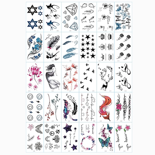 30 pcs Temporäre Tattoos Wasserdicht / Wegwerfbar Gesicht / Korpus / Hände Wassertransfer-Aufkleber Tätowierungsaufkleber