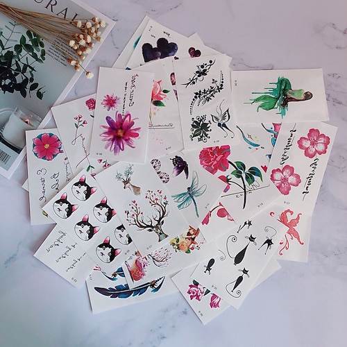 30 pcs Temporäre Tattoos Wasserdicht / Wegwerfbar Gesicht / Korpus / Hände Wassertransfer-Aufkleber Tätowierungsaufkleber