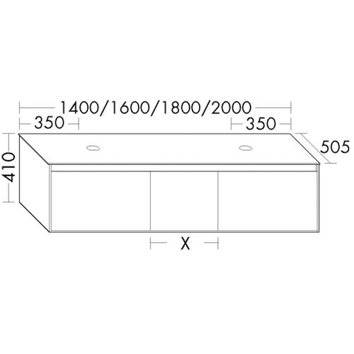Burgbad Waschtischunterschrank rc40 Solitaire Matt Grau Matt/Schwarz Hochglanz, SGBV200F4510A0074 SGBV200F4510A0074